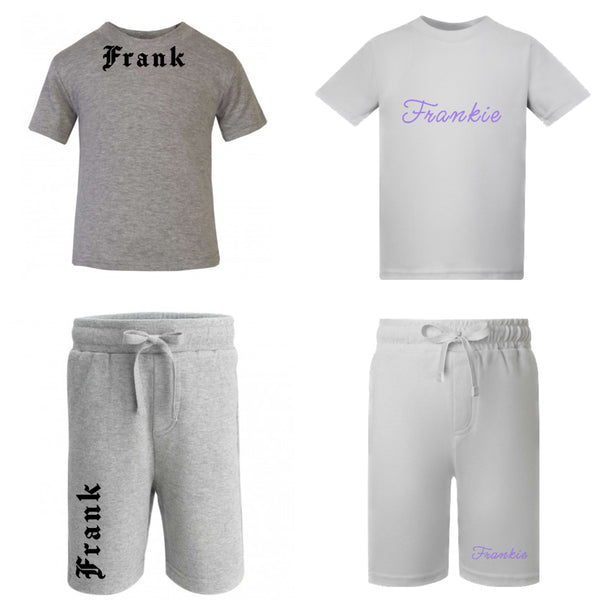 Marl grey shorts and t-shirt set