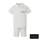 Zip neck polo top and shorts set