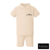 Zip neck polo top and shorts set