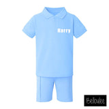 Zip neck polo top and shorts set