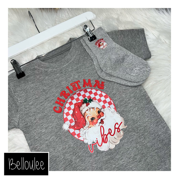 Christmas vibes T-shirt and socks set