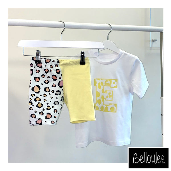 Lemon leopard tshirt and shorts set