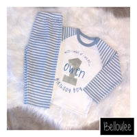 Blue stripe Birthday PJ’s