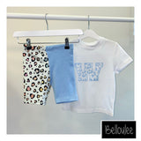 Baby blue leopard tshirt and shorts set