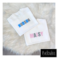 Pastel block letter name T-shirt