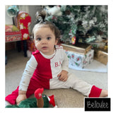 Red and white half Christmas romper