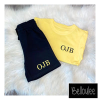 Black and yellow shorts set