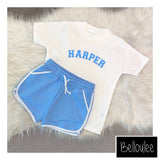 Blue runner shorts set