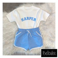 Blue runner shorts set