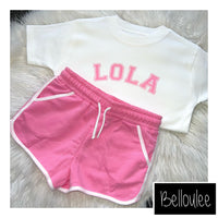 Pink runner shorts set