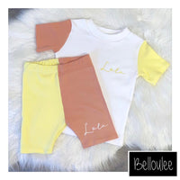 Dark peach and lemon short set