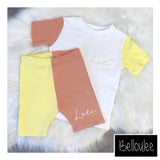 Dark peach and lemon short set